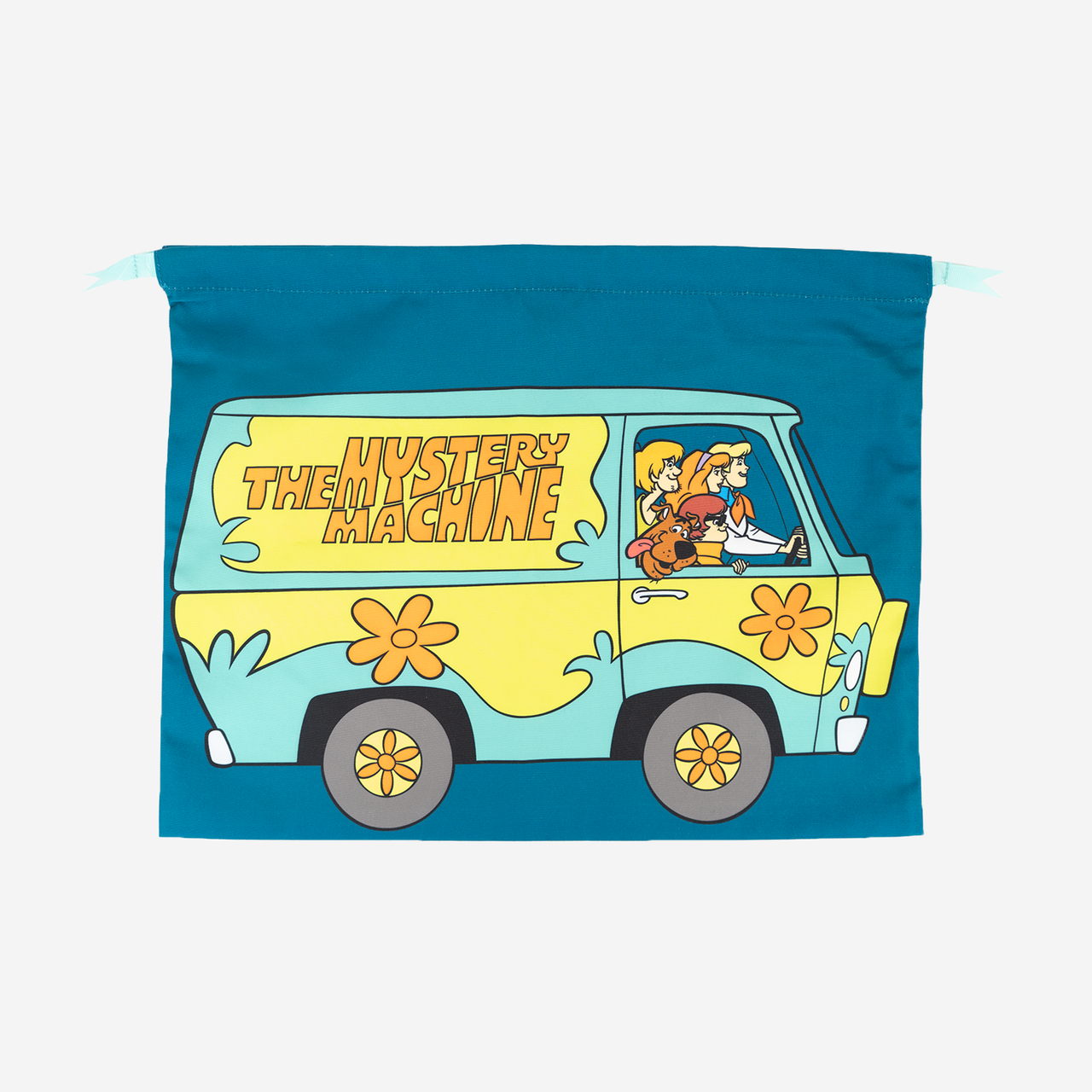 The front of a Mystery Machine Dust Bag