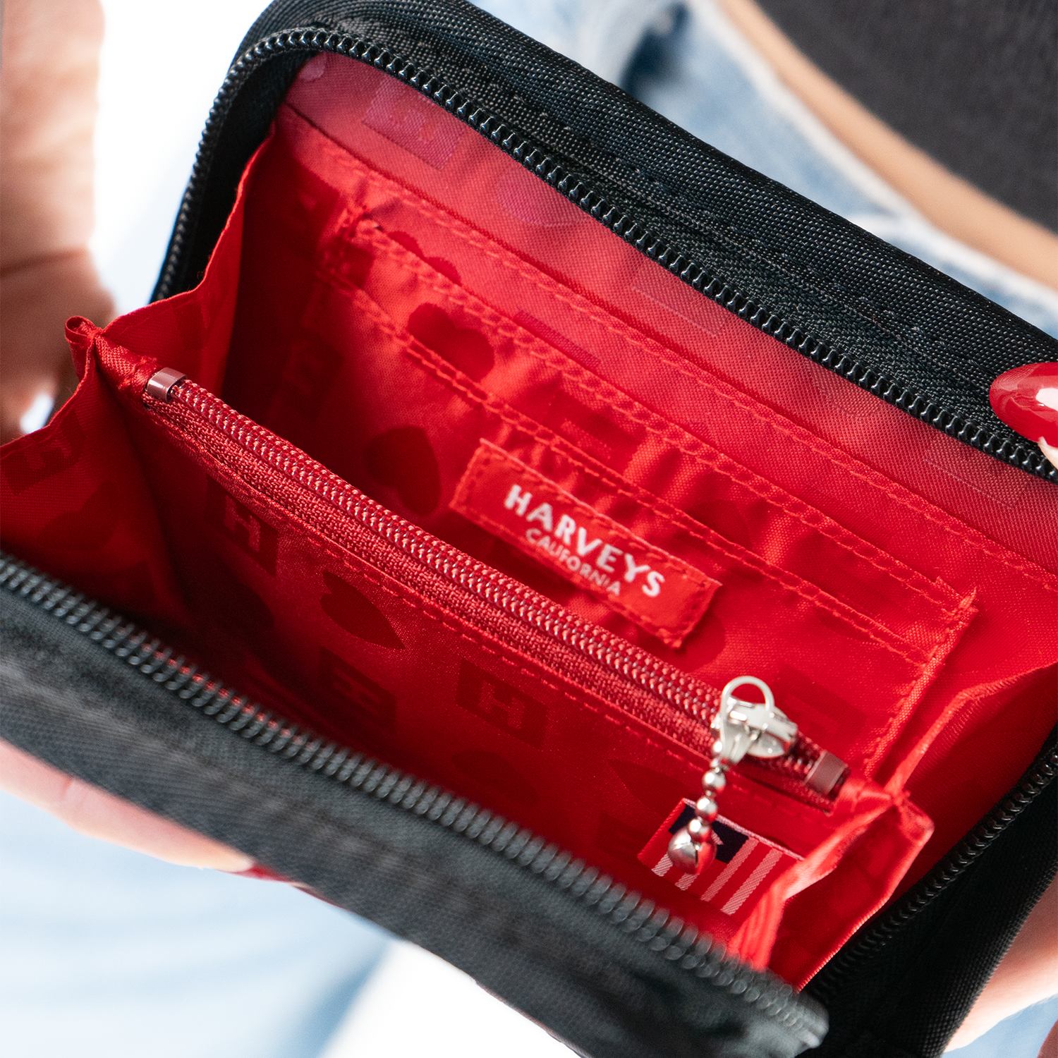 The interior of a Tartan Fun Size Wallet