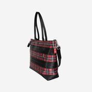 The side view of a Tartan Medium Streamline Tote