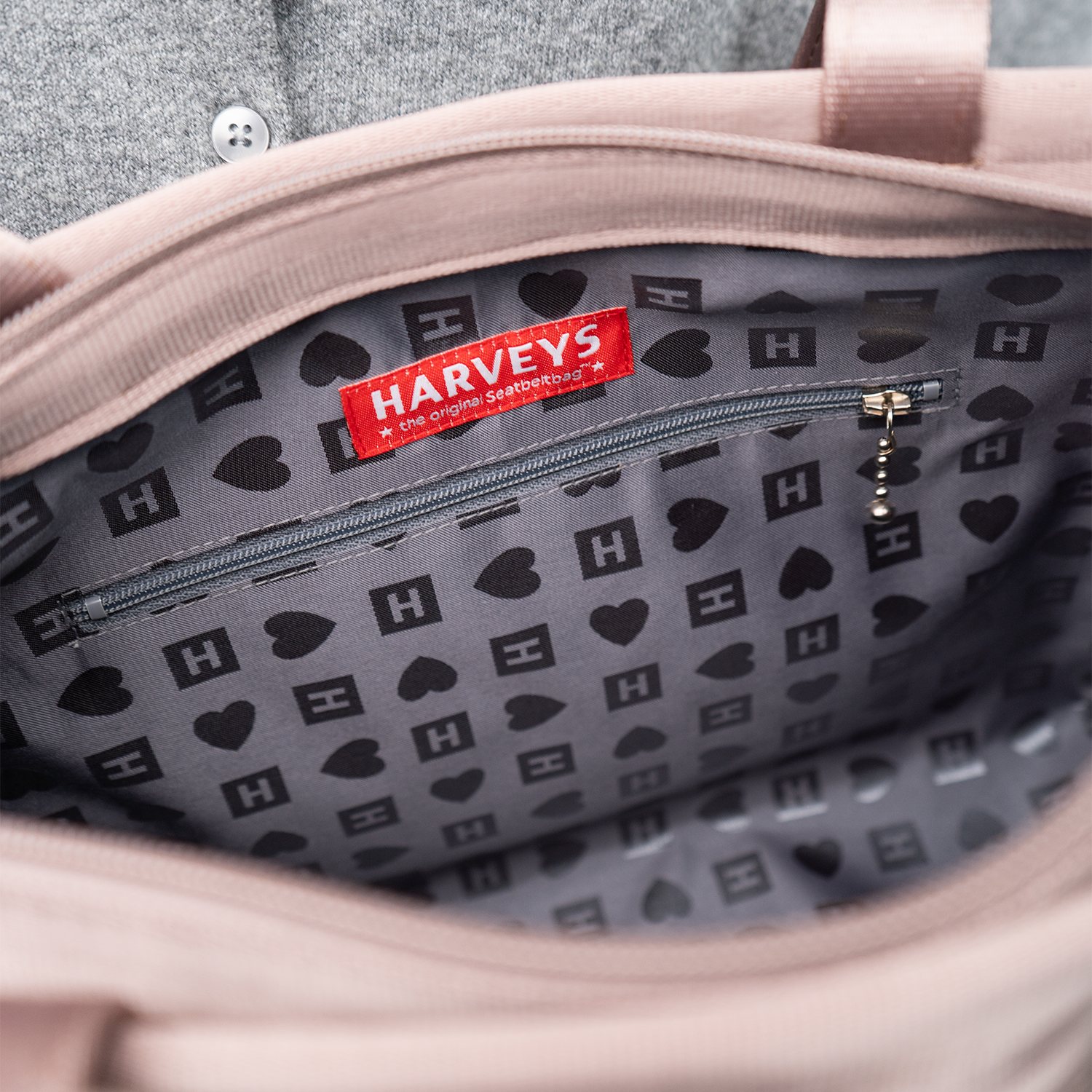 The inside of a Large Tote in Taupe