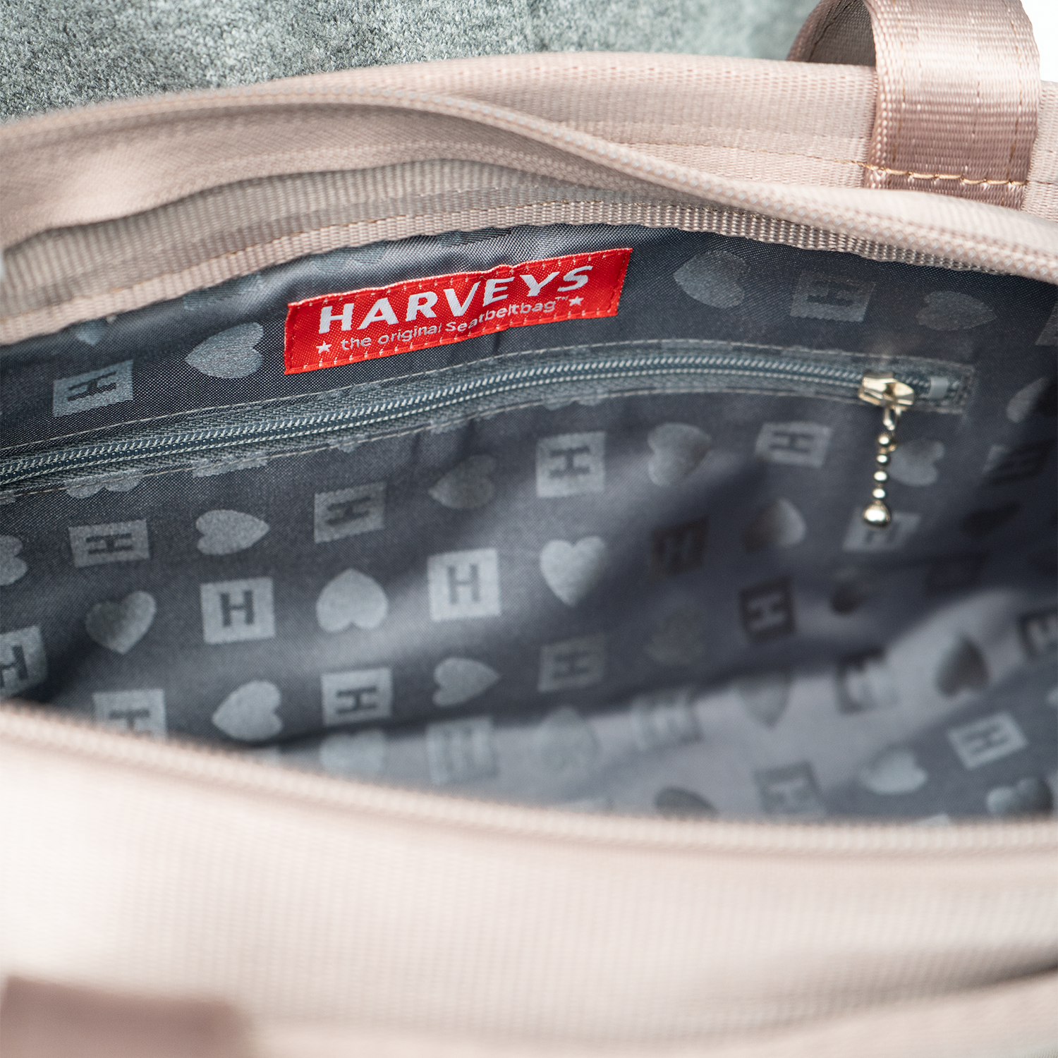 The inside of a Satchel in Taupe