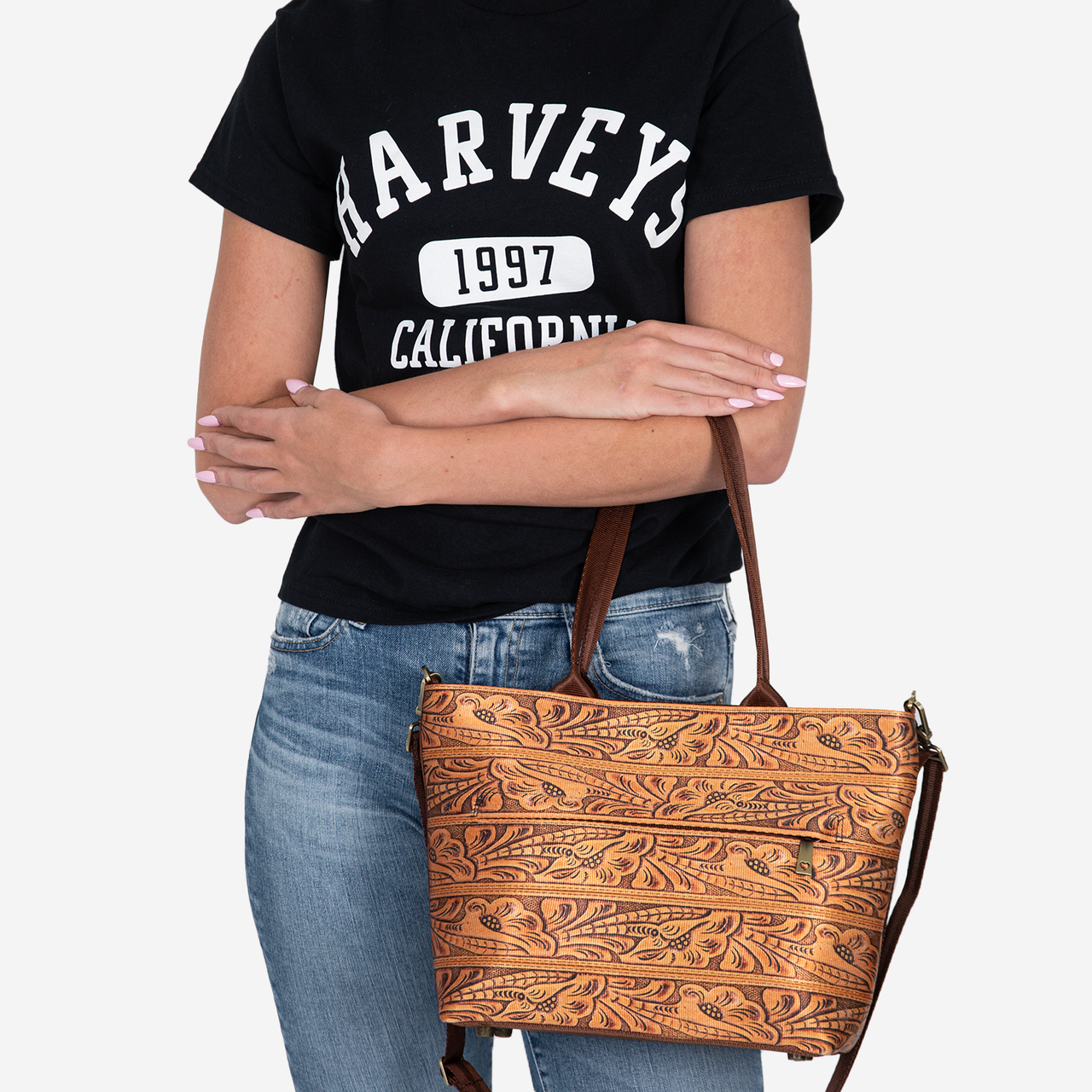 Mini Streamline Tote / Tooled Leather