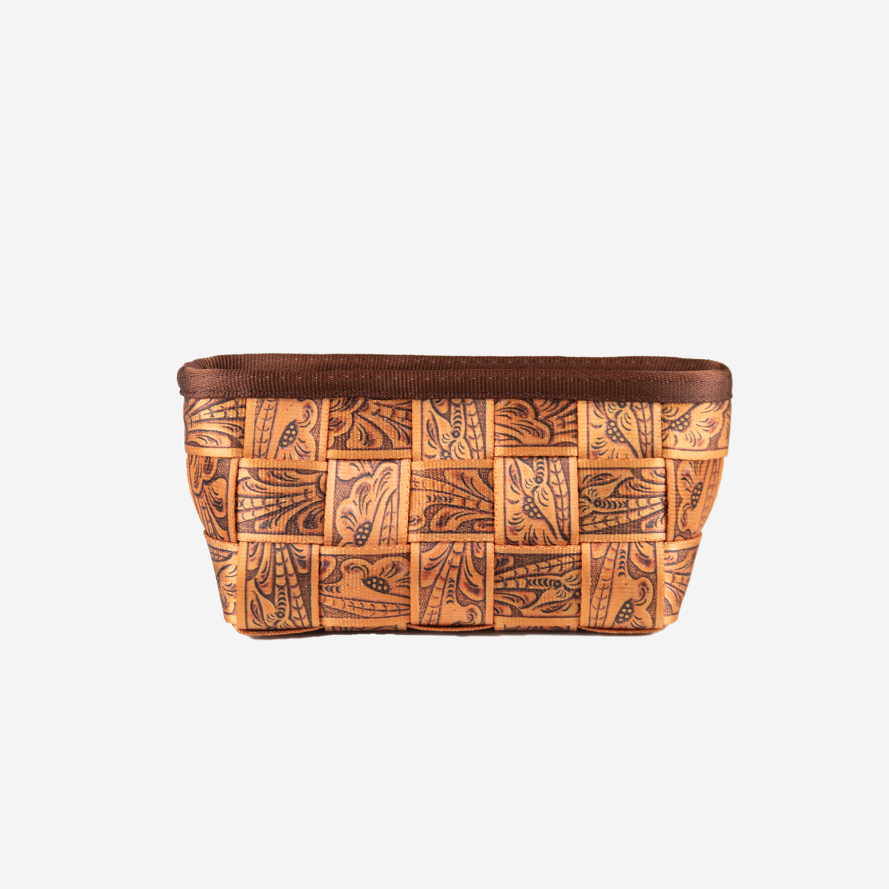 Triangle Makeup Case / Tooled Leather