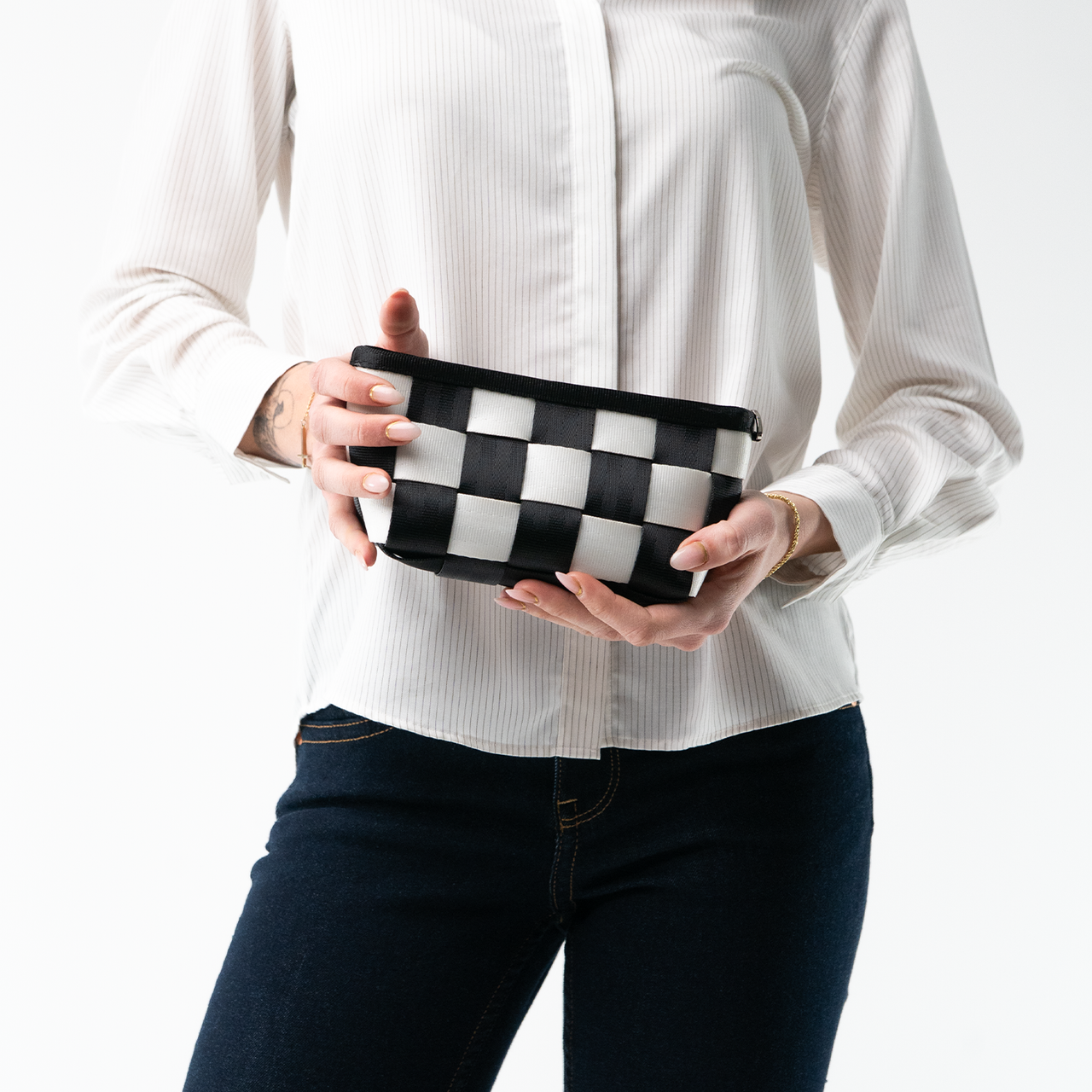 Triangle Makeup Case / Black N White