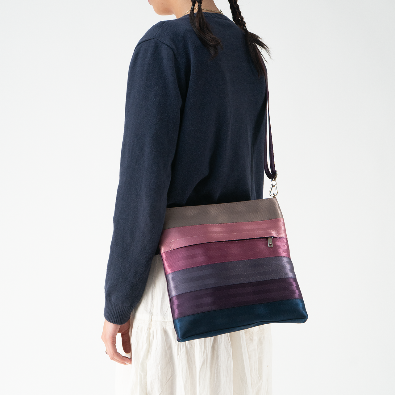 Streamline Crossbody in Twilight being worn by a model