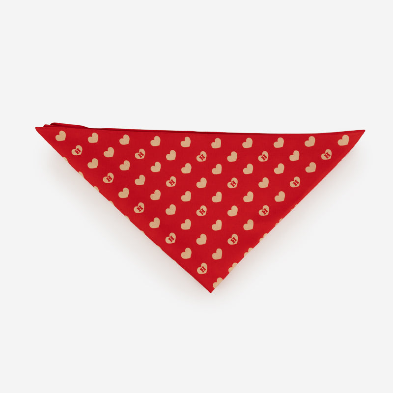 red heart monogram bandana folded